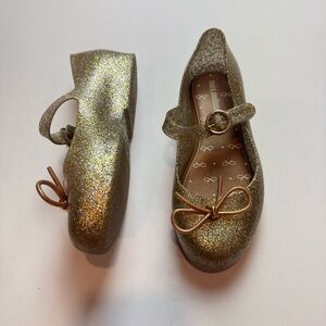 Mini Melissa Gold Sparkly Mary Janes